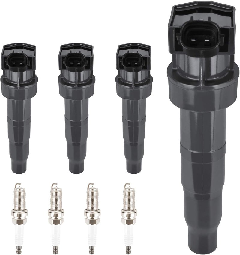 HYR Set of 4 Ignition Coil Pack and Iridium Spark Plugs Fit for 2.4L 2011-2015 Hyundai Sonata Santa Tucson Kia Optima Sorento Sportage L4 Replaces UF611 - Image 1